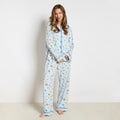 Breakfast Print Piped Jersey Pyjama Set - Blue