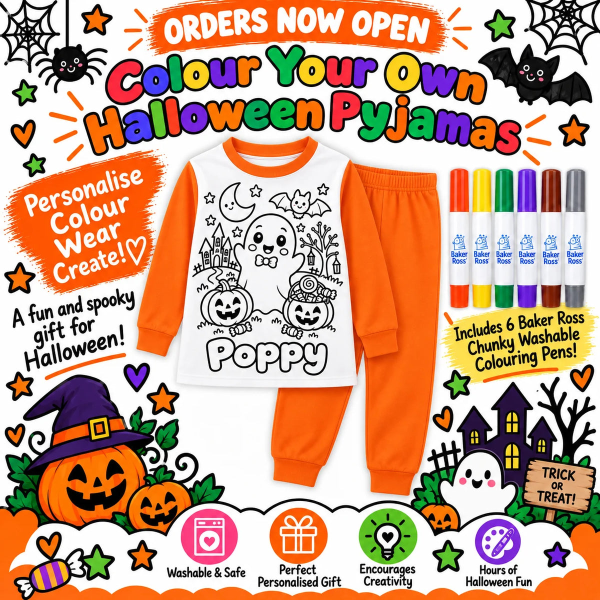 COLOUR YOUR OWN HALLOWEEN PYJAMAS