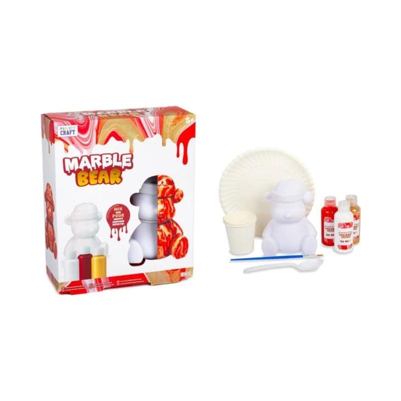 Marble Bear With Hat Paint Pouring Kit