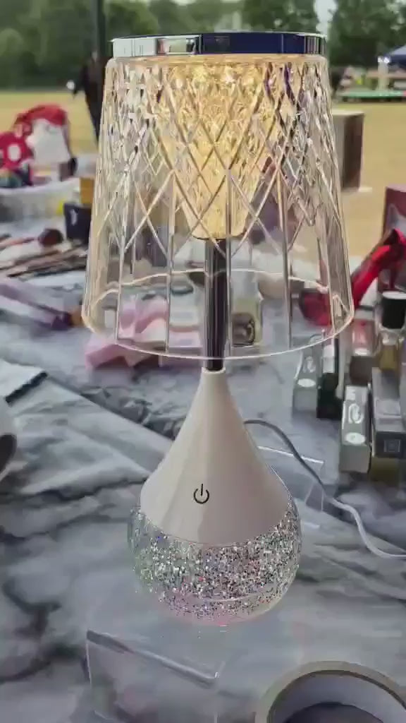 Etched Shade LED Colour Changing Glitter Lamp 13 x 28cm